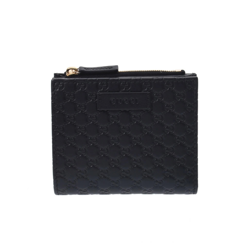 GUCCI Compact Wallet guccissima Black Leather Bi fold